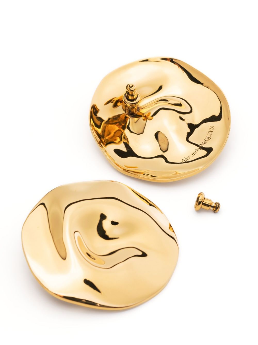 Shop Alexander Mcqueen Beam Dented Circular Earrings In Gold