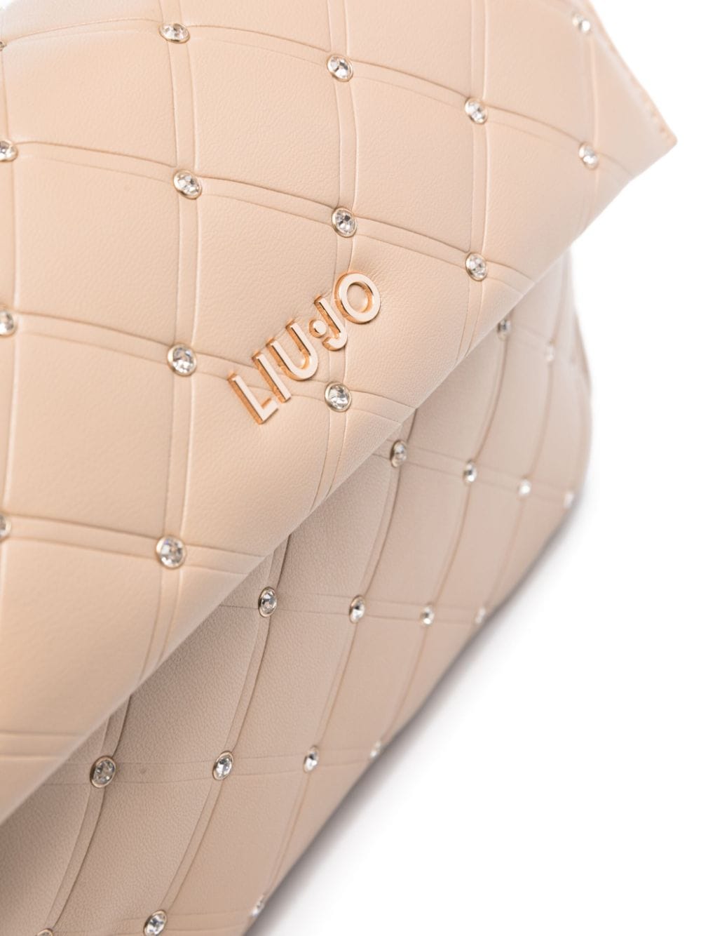 Shop Liu •jo Quilted Crystal-embellished Tote Bag In Brown