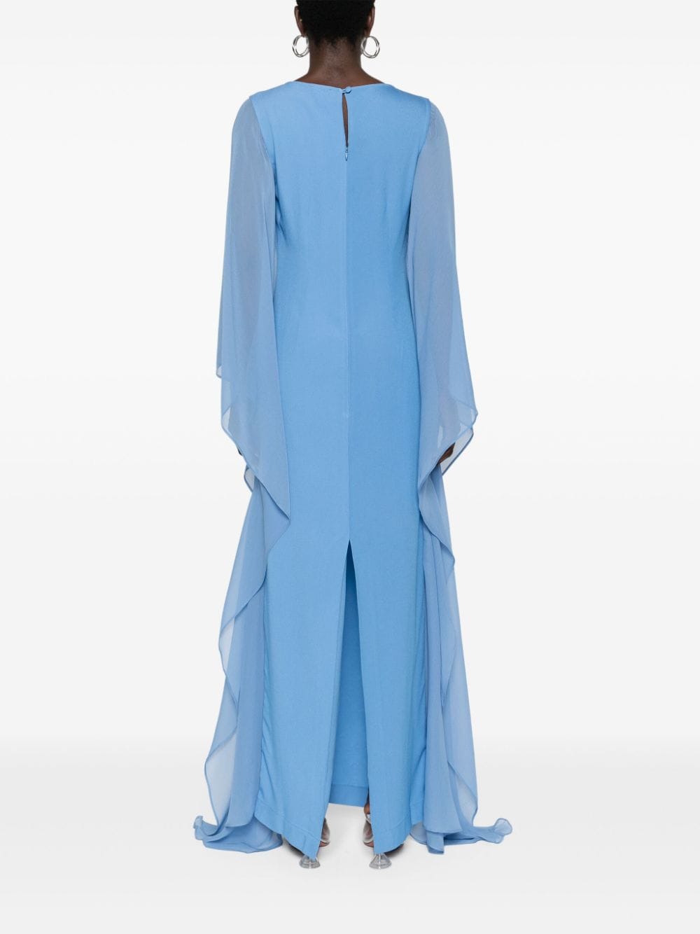 Shop Taller Marmo Adriatica Sheer-sleeve Gown In Blue