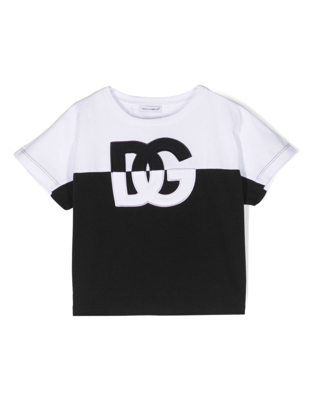 Dolce & Gabbana Kids' Logo-patch Panelled T-shirt In Schwarz
