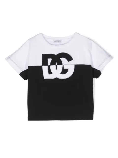 Dolce & Gabbana Kids logo-appliqué panelled T-shirt