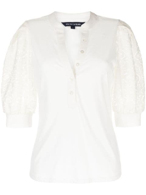 Veronica Beard Coralee lace-sleeve blouse