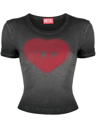Diesel Logo heart-print Faded T-shirt - Farfetch