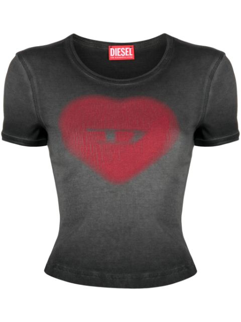 Diesel logo heart-print faded T-shirt Women