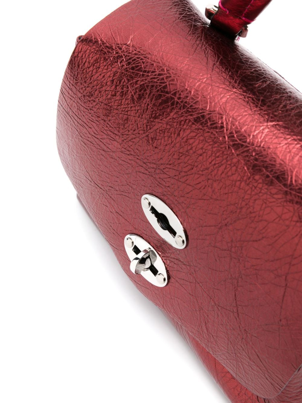 Shop Zanellato Small Postina Metallic Leather Crossbody Bag In Red