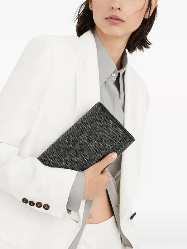 Brunello Cucinelli Precious Monili Chain Clutch Bag | Grey