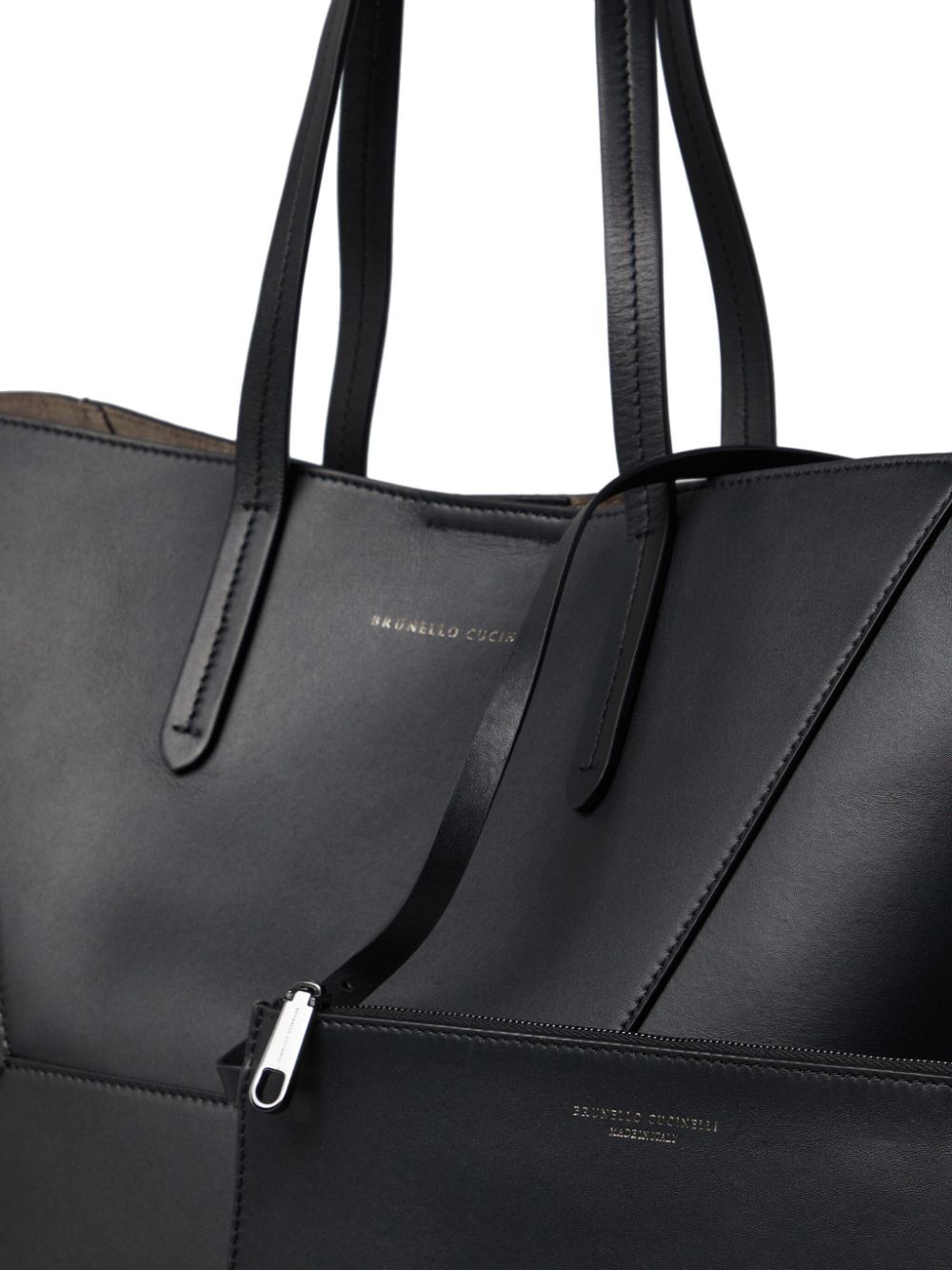 Shop Brunello Cucinelli Monili Chain-detail Leather Tote Bag In Black