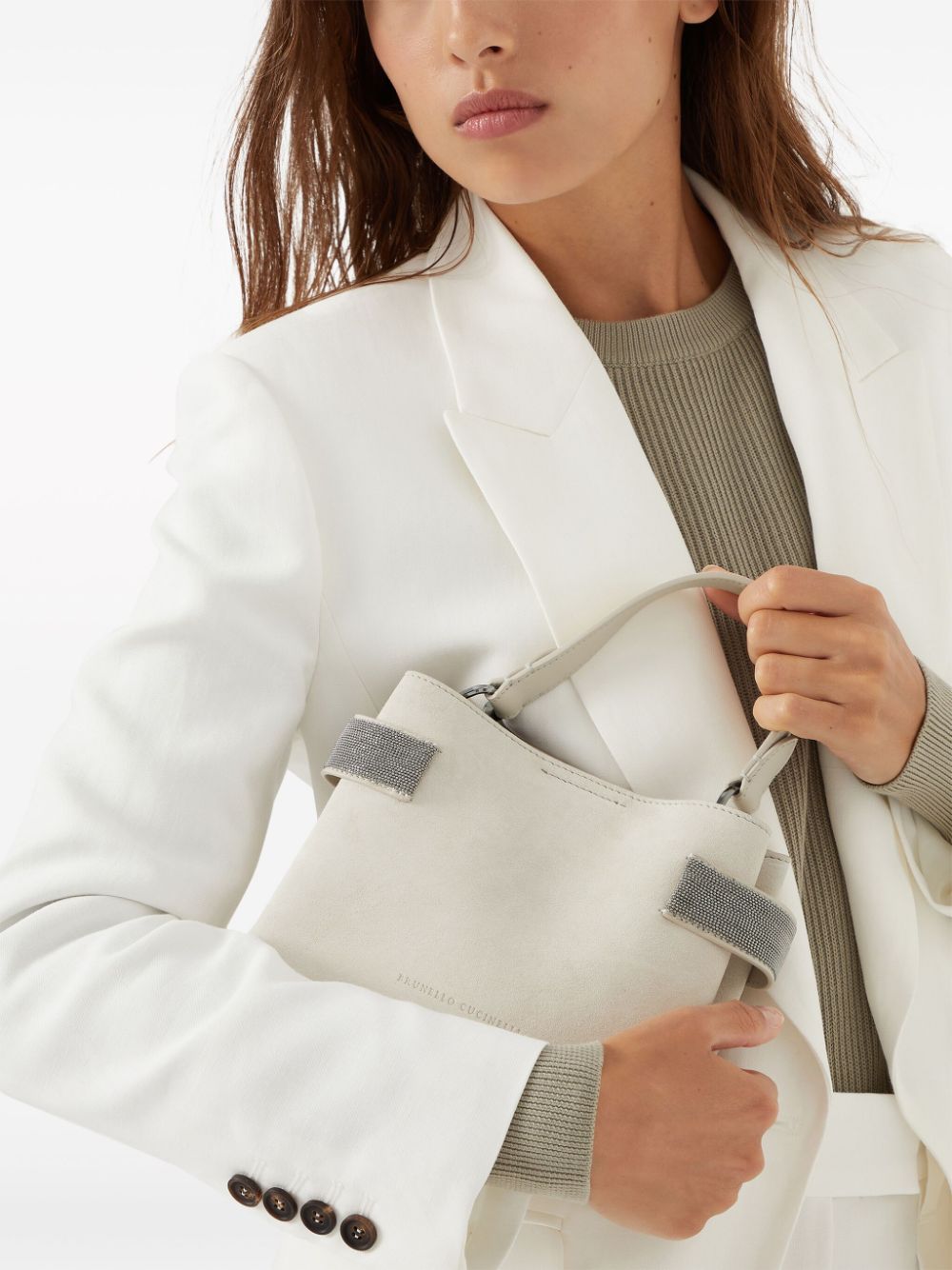 Shop Brunello Cucinelli Monili-detail Leather Tote Bag In White