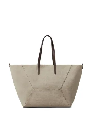 ＊BRUNELLO CUCINELLI＊ グレー トートバッグ Brunello Cucinelli Large Mellow Leather Tote Bag | Grey