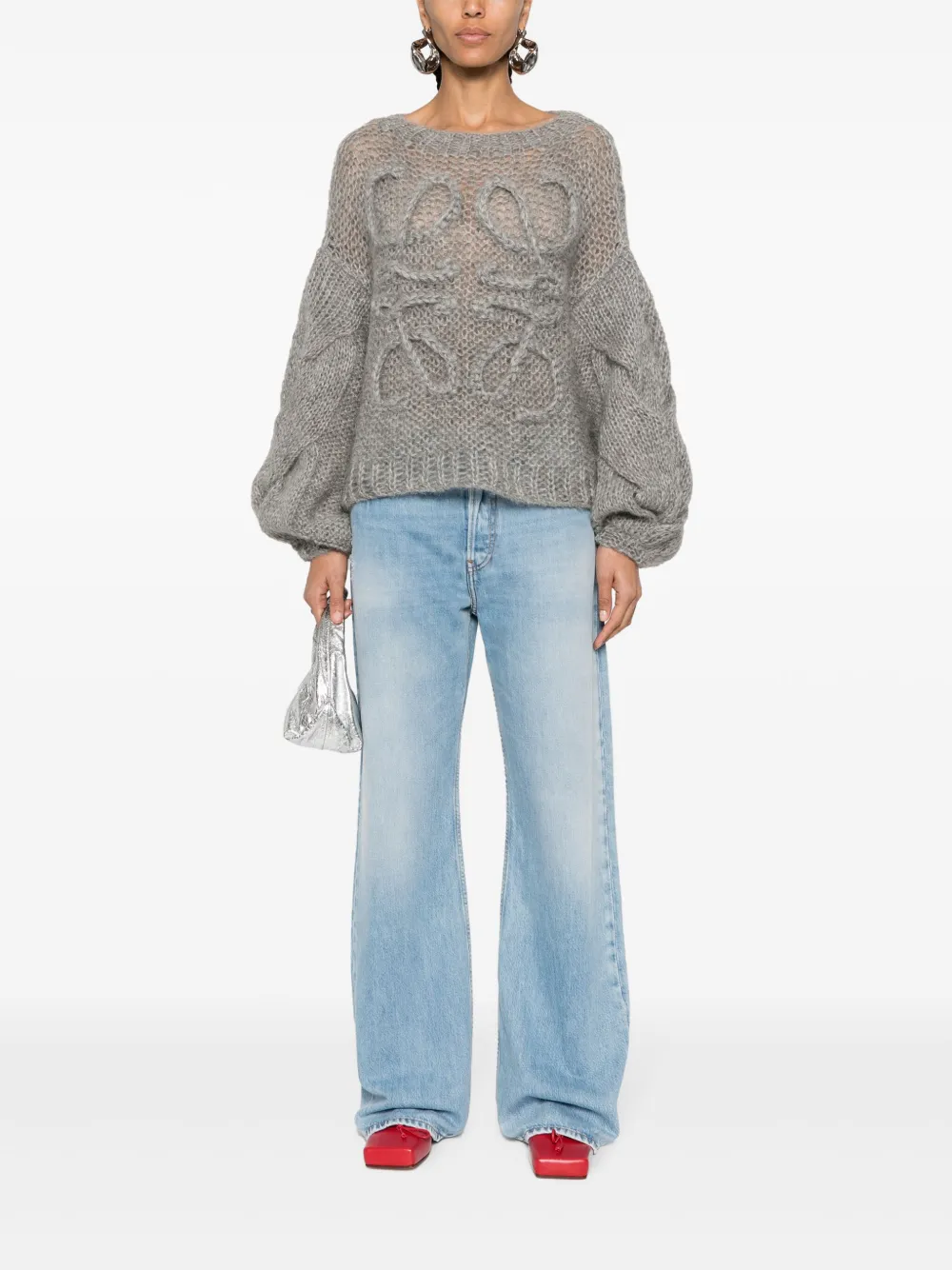 LOEWE suéter de tejido flojo con logo bordado | Suéteres | Image 2