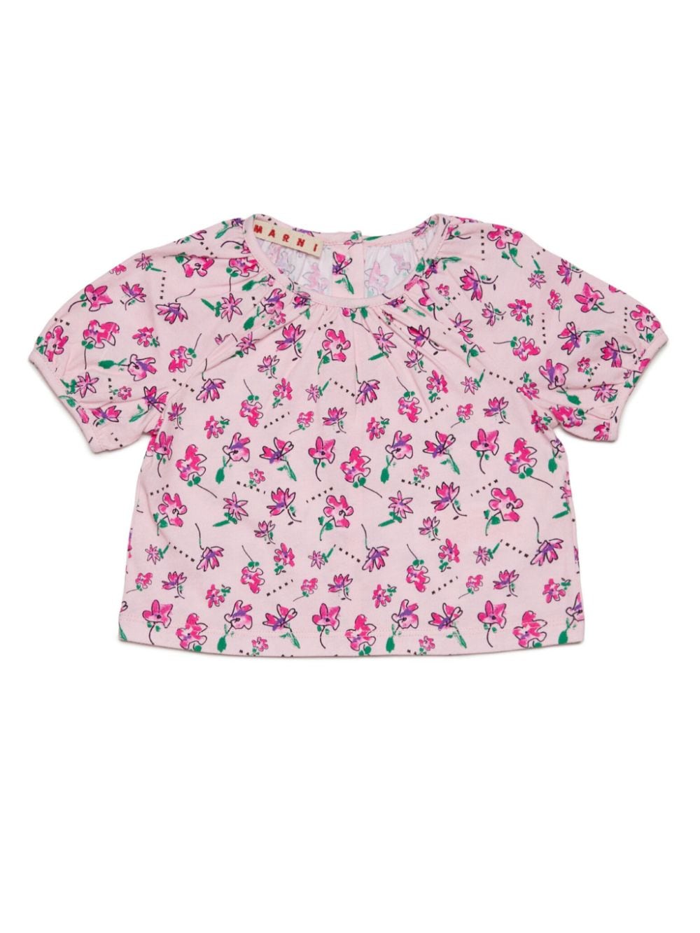 Marni Babies' Floral-print Cotton T-shirt In Pink