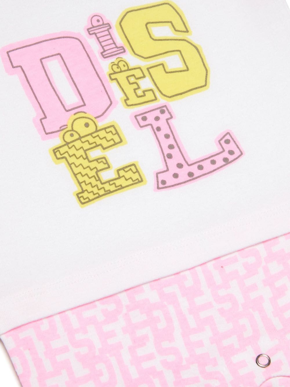 Shop Diesel Logo-print Cotton Romper In Pink