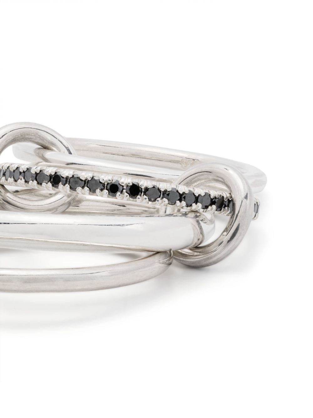 Shop Spinelli Kilcollin Erato Noir Four-linked Ring In Silver