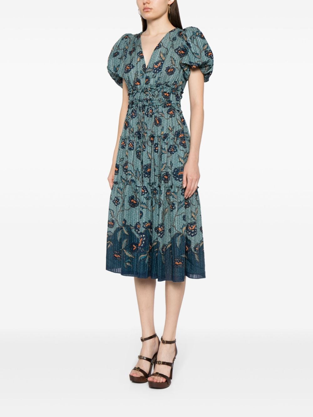 Shop Ulla Johnson Eloisa Floral-print Midi Dress In Multicolour