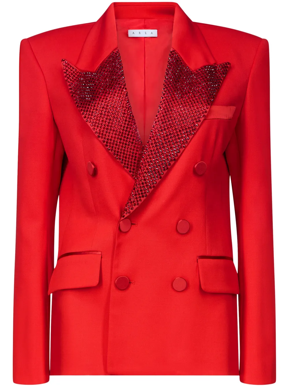 Area Crystal-embellished Double-breasted Blazer In Red