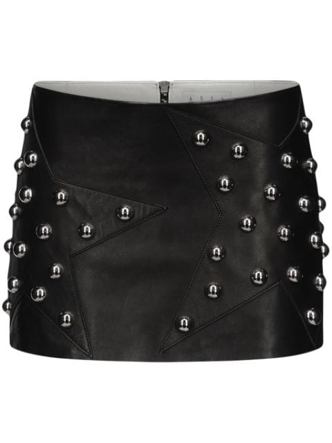 AREA star-stud embellished leather miniskirt