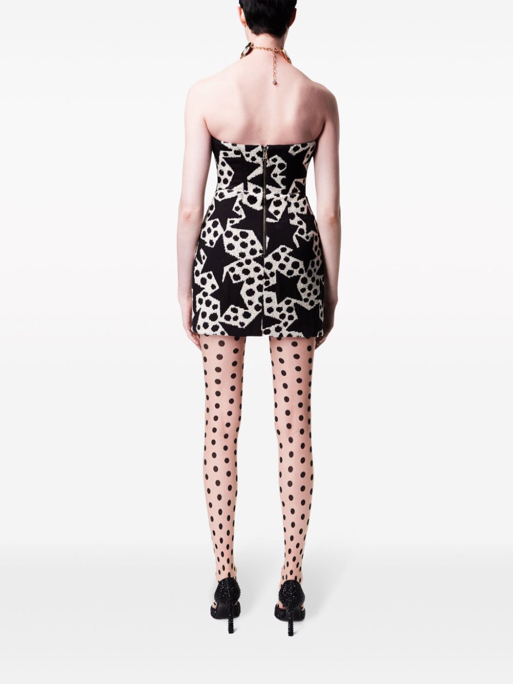 Shop Area Star-print Jacquard Minidress In Black