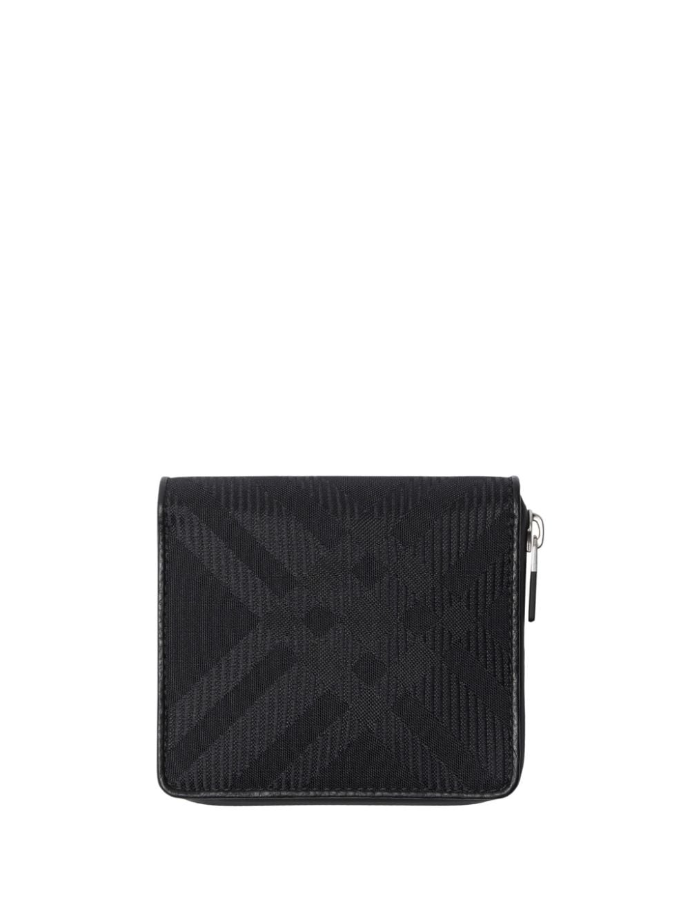 Shop Burberry Check-pattern Leather Wallet In Black