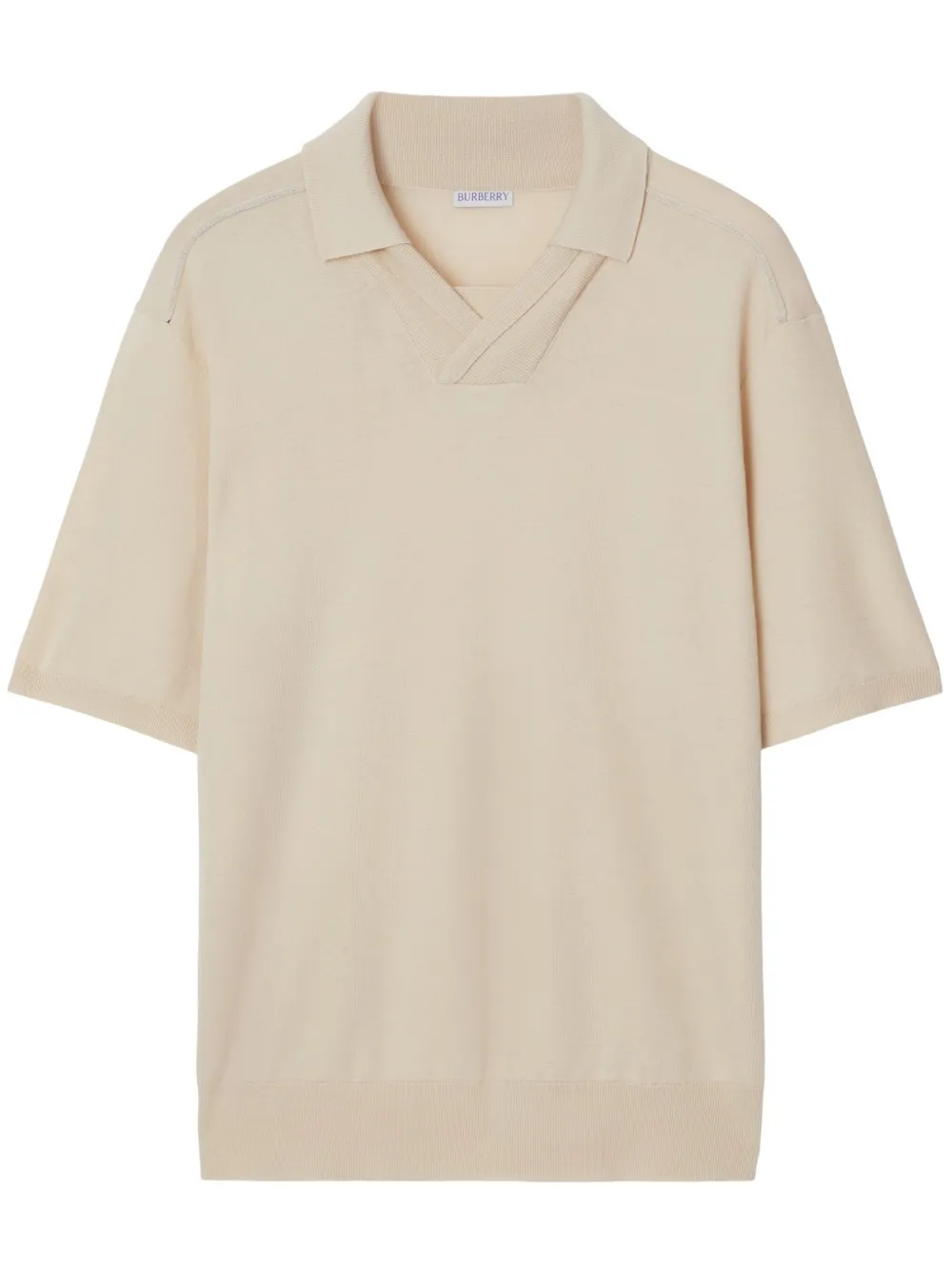 Burberry V-neck wool polo shirt – Neutrals Burberry V-neck wool polo shirt – Neutrals