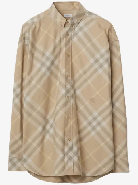 Burberry chemise à carreaux et logo brodé