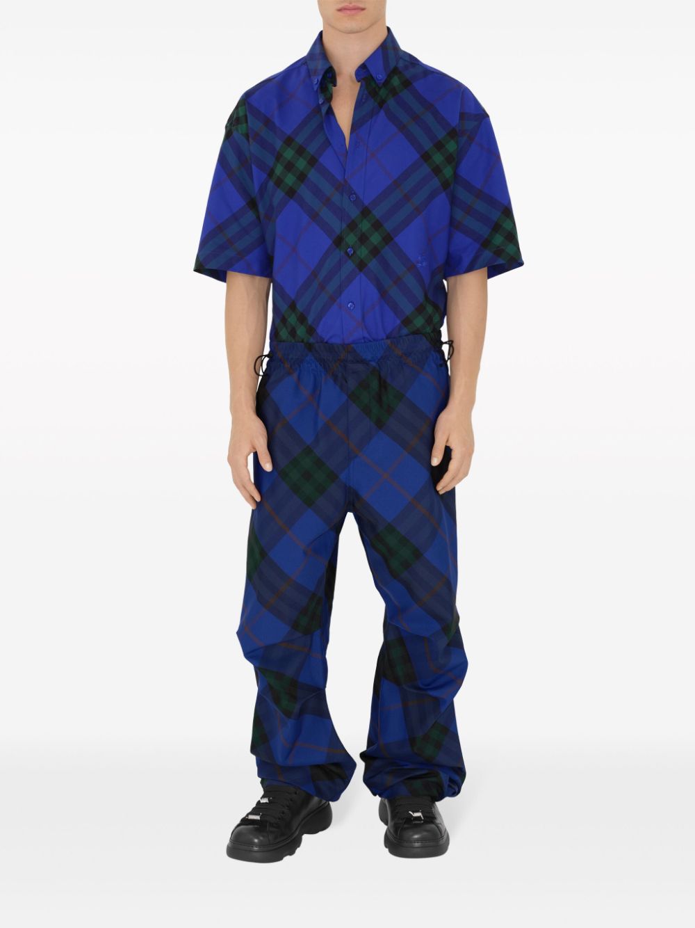 Burberry check-pattern cotton shirt - Blauw