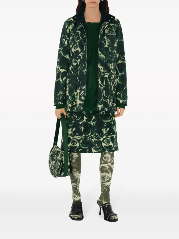 Burberry Rose Waxed Cotton Jacket | Green | FARFETCH JO