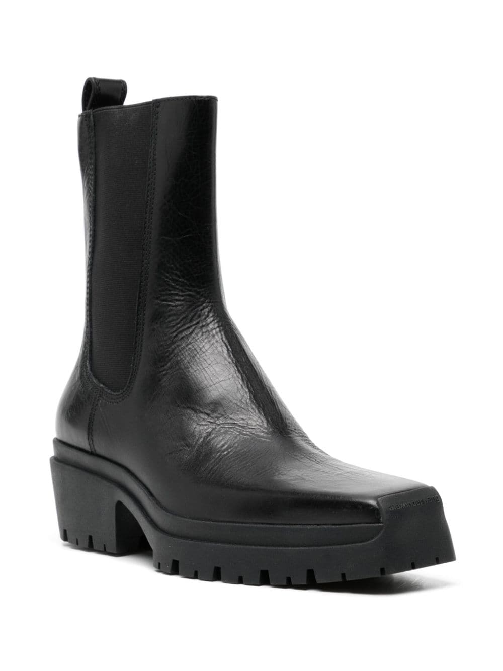 Shop Alexander Wang 55mm Square-toe Leather Boots In Black