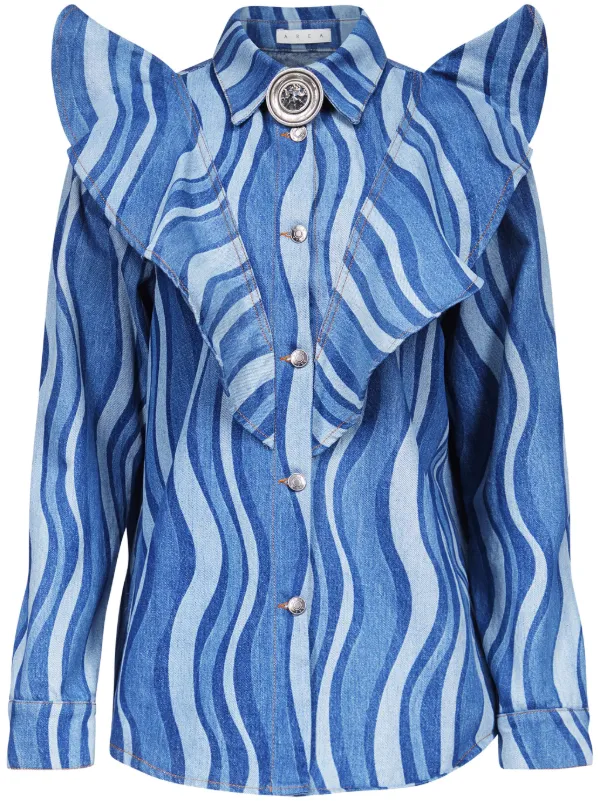 Area Sunray-patterned Denim Shirt in Blue
