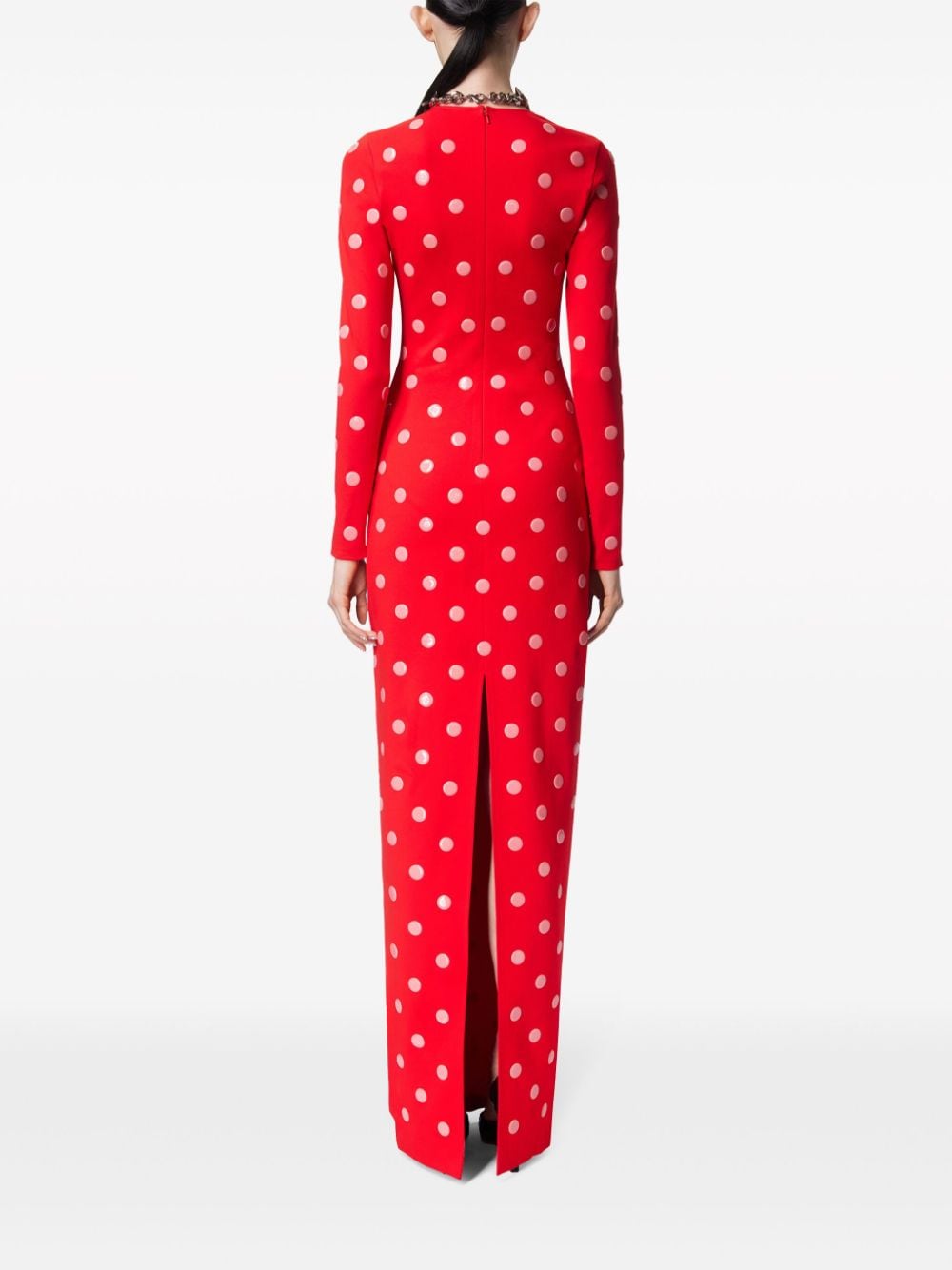 Shop Area Polka-dot Long-sleeve Gown In Red