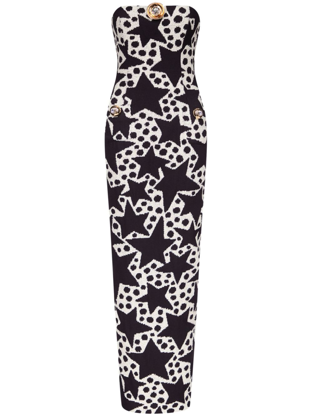 AREA Maxi-jurk met jacquard Zwart