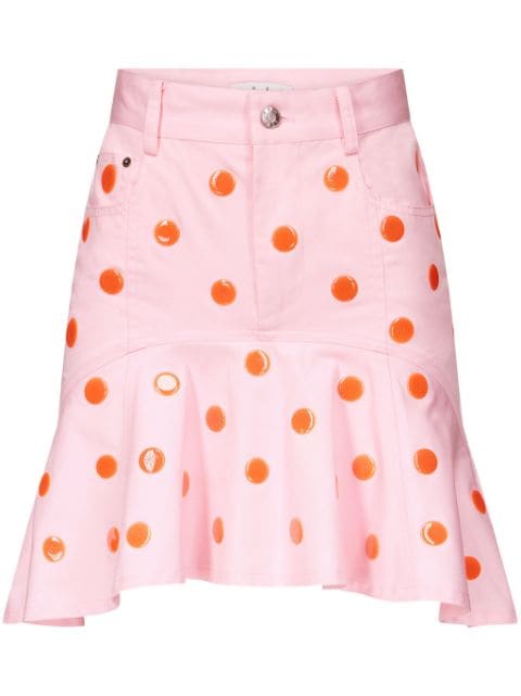 AREA polka dot-print ruffle-hem skirt