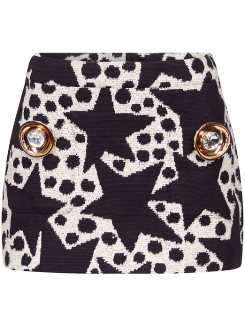 AREA Crystal Medallion jacquard miniskirt