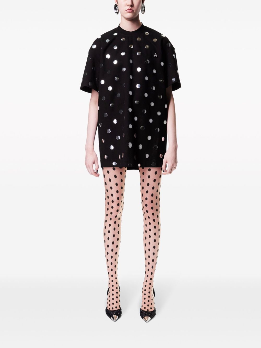 Image 2 of AREA polka-dot T-shirt dreses