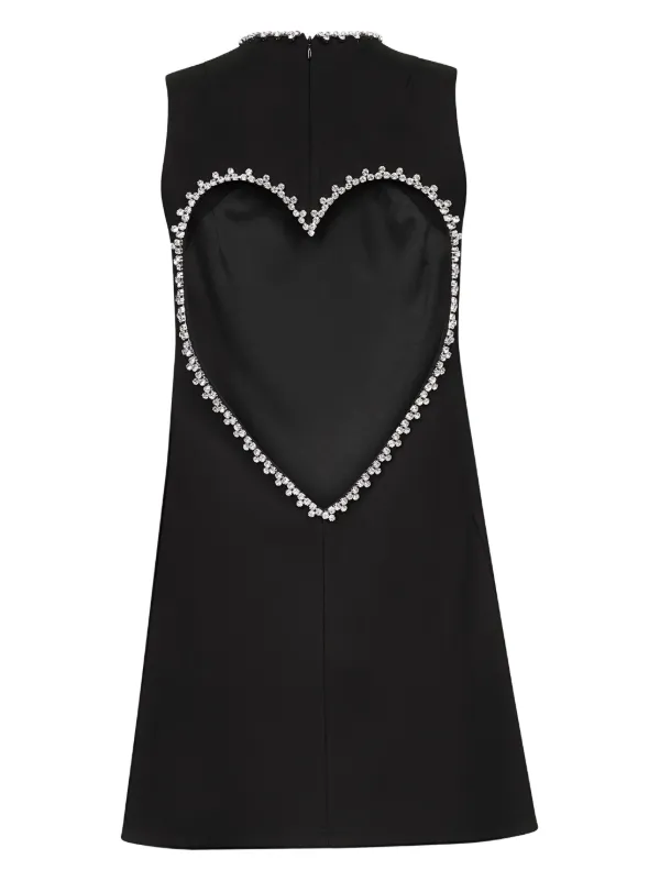 AREA crystal-embellished Heart Mini Dress | Black | FARFETCH