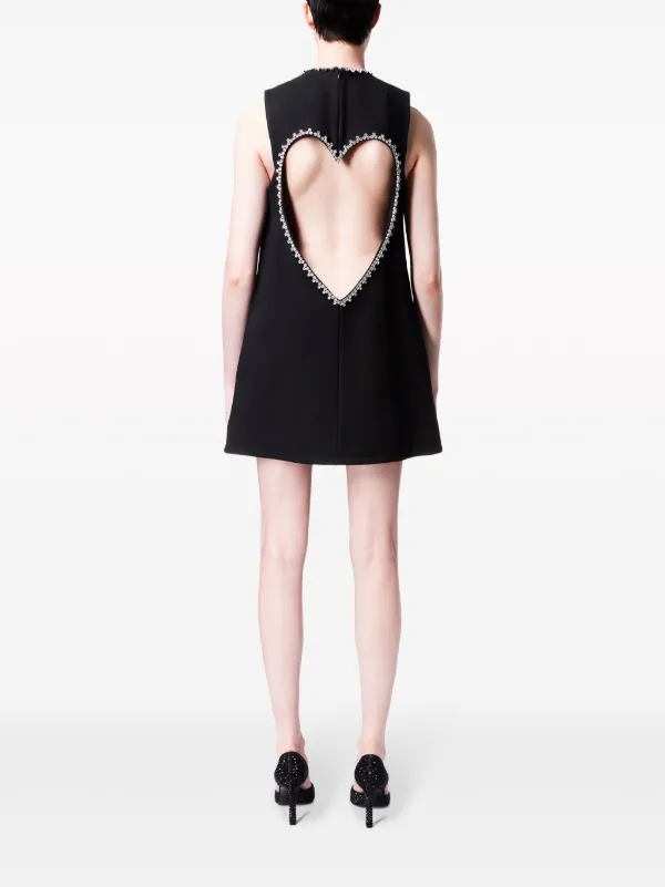 【在庫僅少】 AREA crystal-embellished FARFETCH | Black | Dress Mini Heart 着せ替え服・アウトフィット