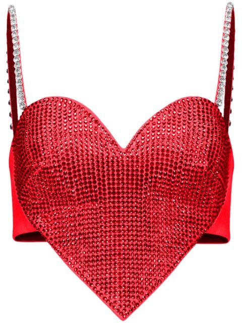 AREA crystal-embellished heart top