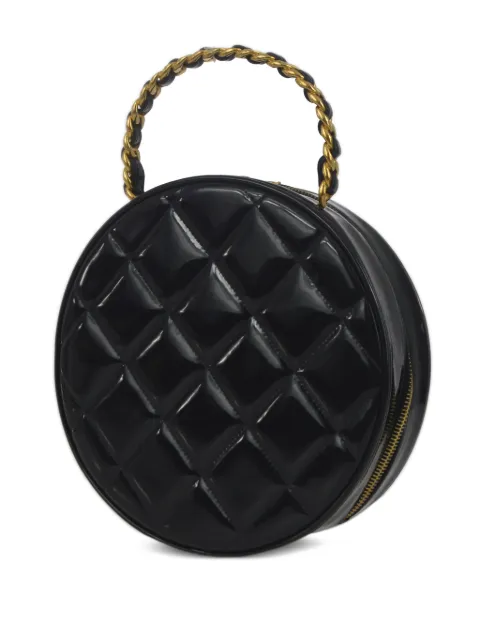CHANEL Pre-Owned 1995 pre-owned CC diamond-quilted round vanity bag 120319 - 1