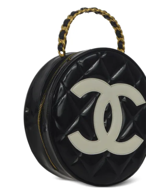 CHANEL Pre-Owned 1995 pre-owned CC diamond-quilted round vanity bag 120319 - 2