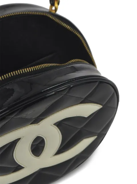 CHANEL Pre-Owned 1995 pre-owned CC diamond-quilted round vanity bag 120319 - 3