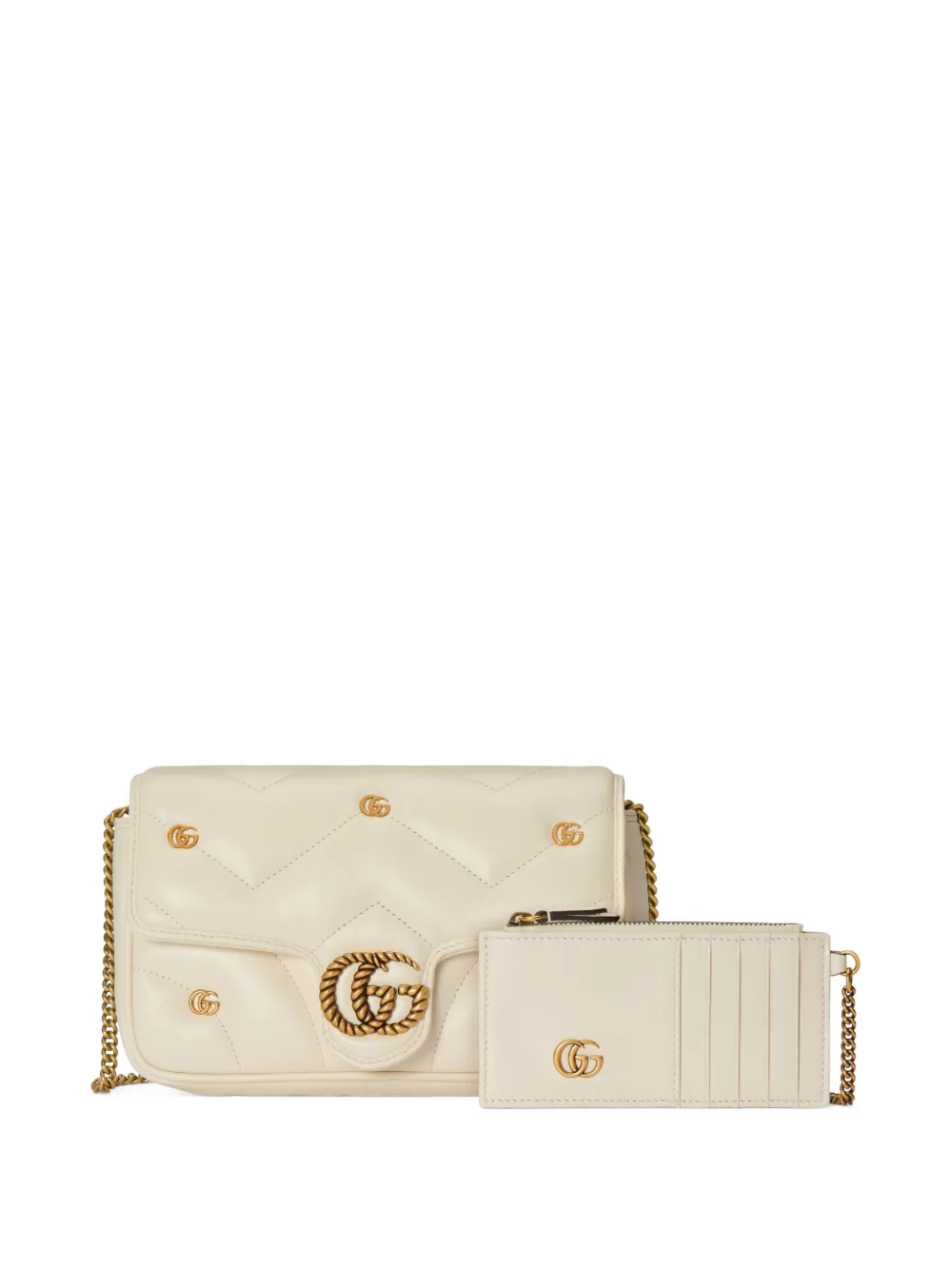 Gg marmont chevron quilted leather cheap flap wallet on a chain