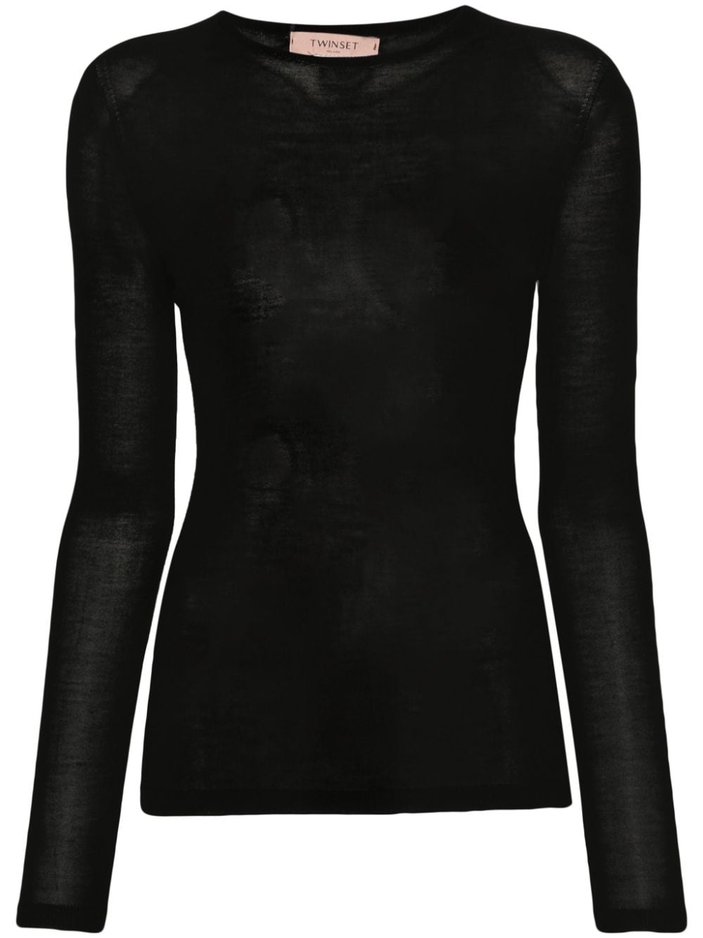 Twinset Fine-knit Silk Jumper In Black