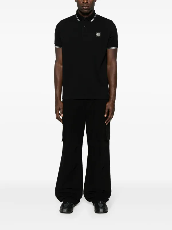 Stone Island Compass-badge Piqué Polo Shirt | Black | FARFETCH