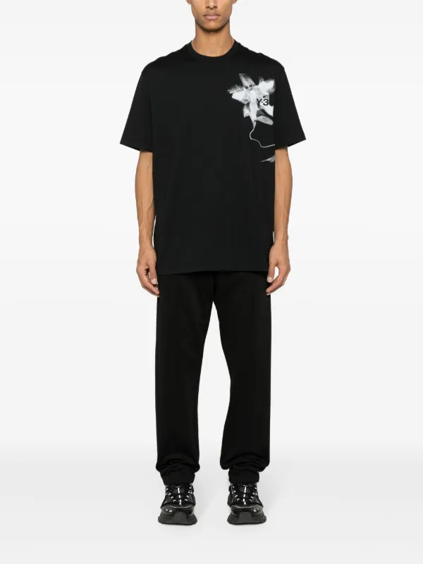 Y-3 コットン プリント フーディ ブラック Y-3 graphic-print Cotton T-shirt | Black | FARFETCH
