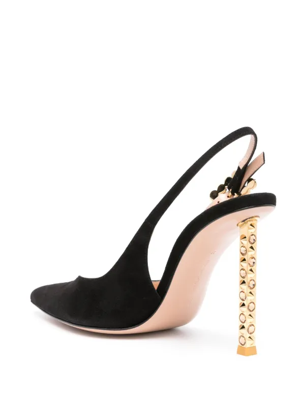 Gianvito Rossi 110mm studded-heel Slingback Pumps | Black