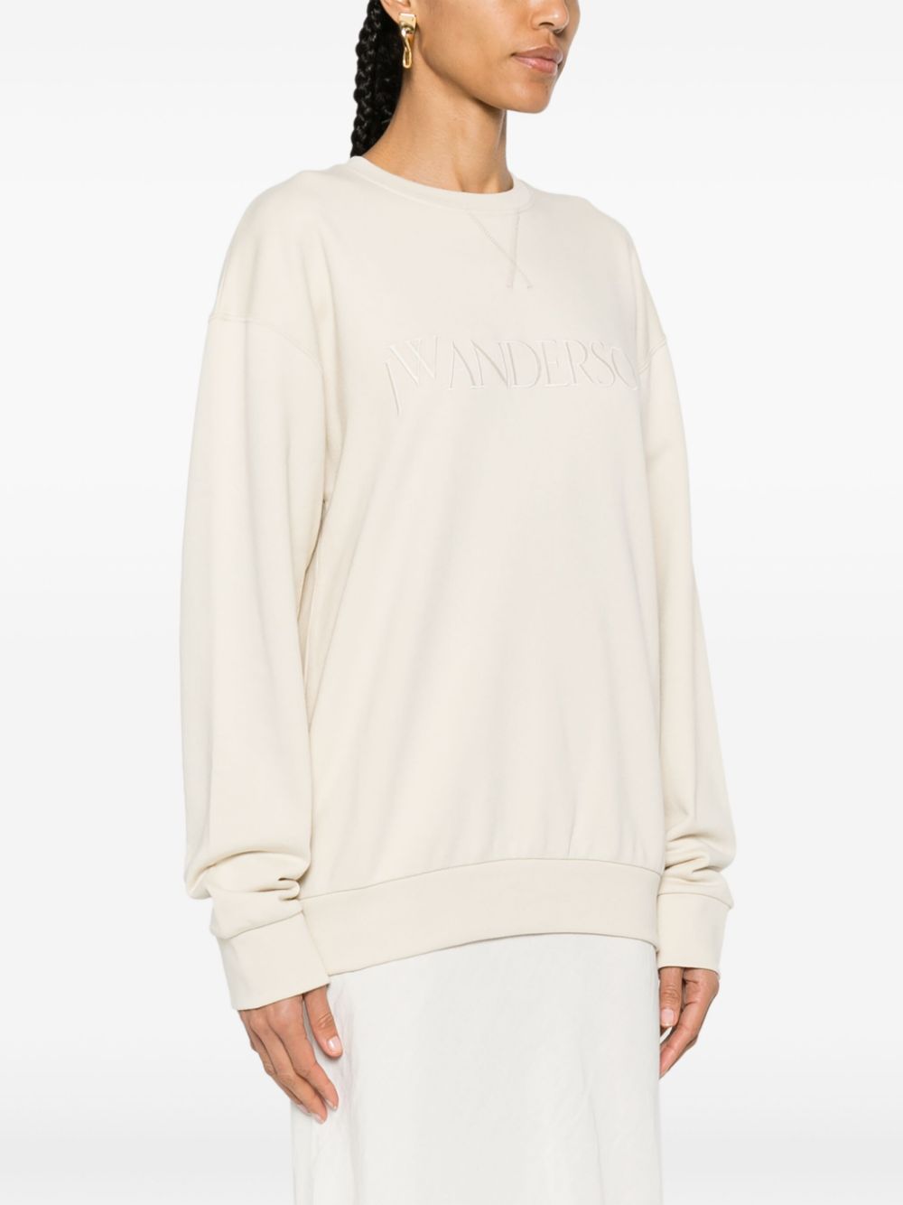 Shop Jw Anderson Logo-embroidered Sweatshirt In Neutrals