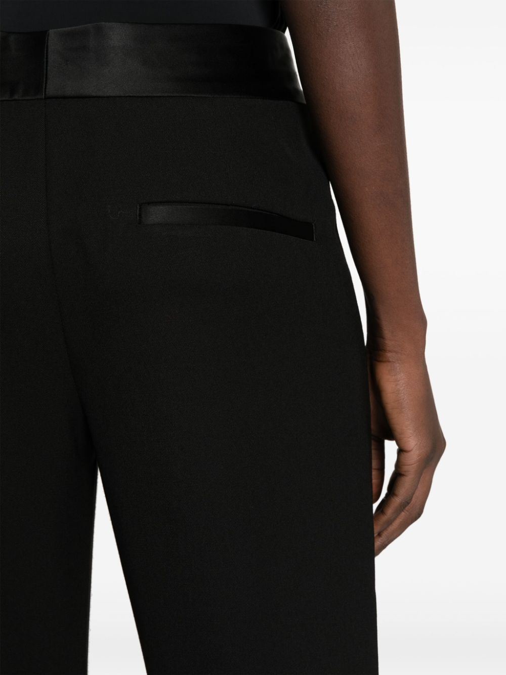 Shop Off-white Satin-trim Wool Trousers In Black