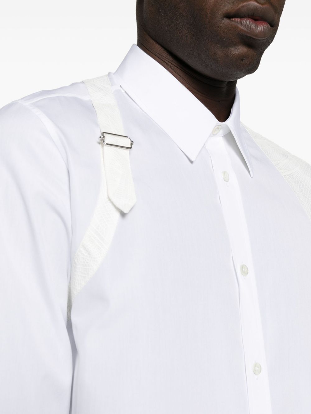 Shop Alexander Mcqueen Buckl/-detail Silk Shirt In White