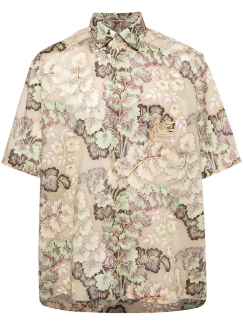 ETRO Pegaso-embroidered floral-motif shirt