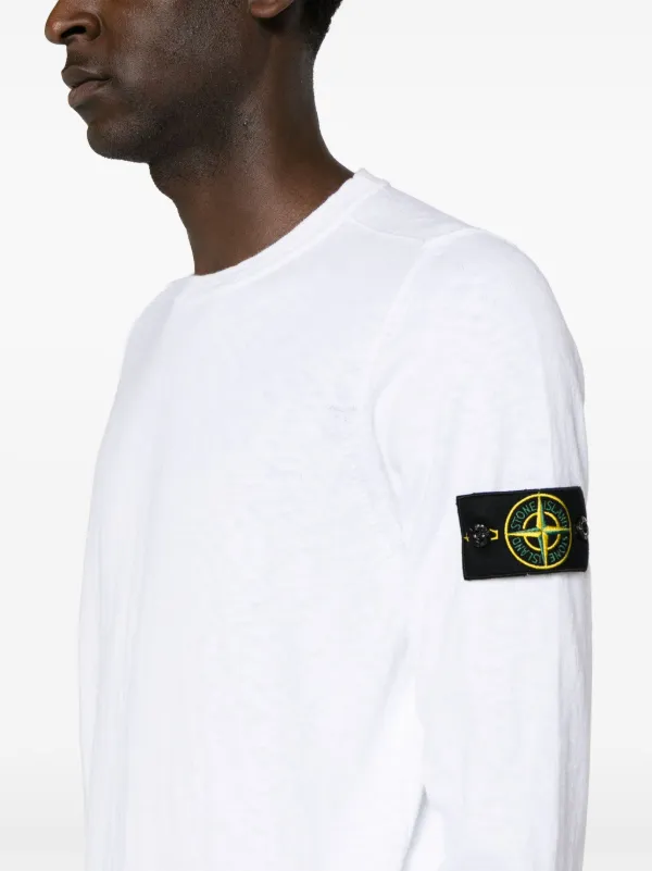 Stone Island Compass badge jersey knit Jumper White FARFETCH UK