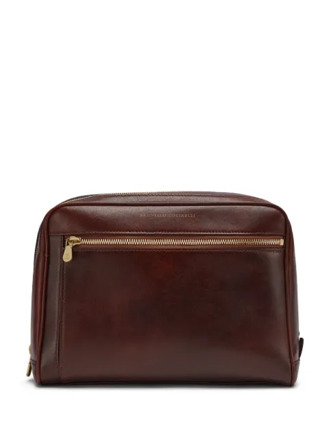 Brunello Cucinelli zip-up leather wash bag Men